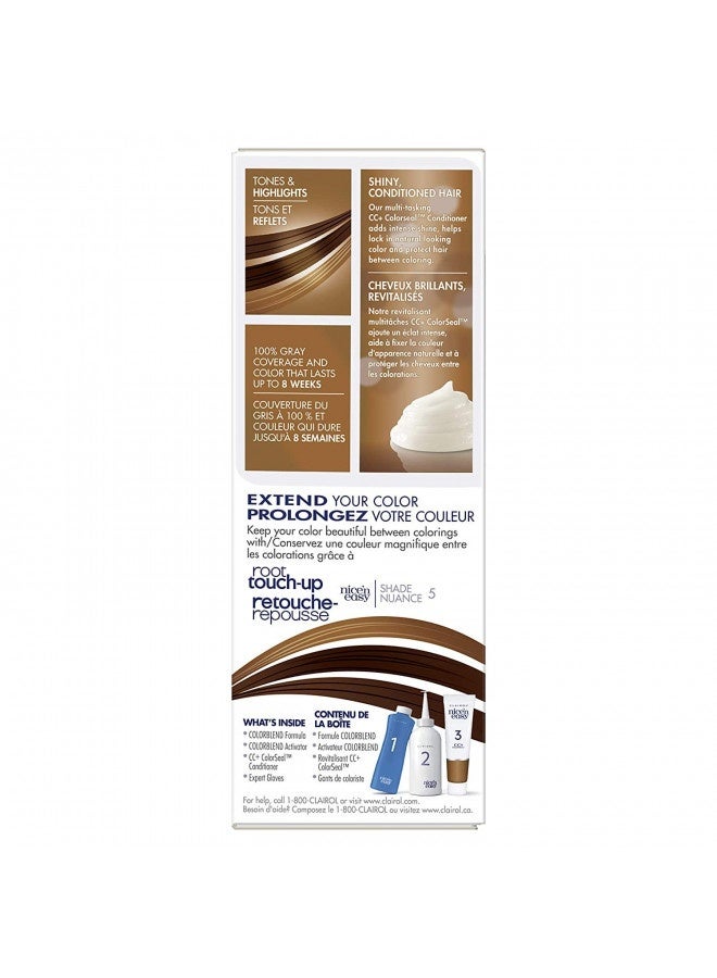 Clairol Nice'N Easy Liquid Permanent Hair Dye, 5 Medium Brown Hair Color, Pack Of 3