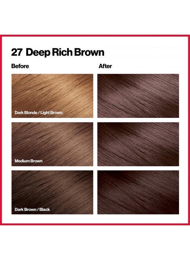 Permanent Hair Color By Revlon, Permanent Hair Dye, Colorsilk With 100% Grey Coverage, Ammonia-Free, Keratin And Amino Acids, 27 Deep Rich Brown, 4.4 Oz (Pack Of 1)