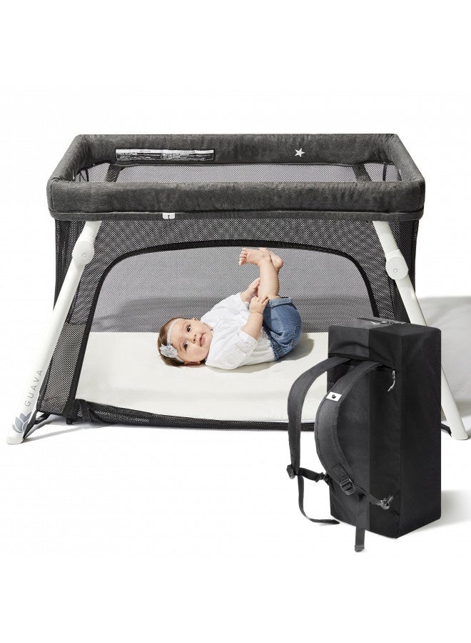 Guava Lotus Travel Crib With Lightweight Backpack Design | Certified Baby Safe Portable Crib | Folding Play Yard With Comfy Mattress | Portable Playpen For Babies And Toddlers | Compact Baby Travel B
