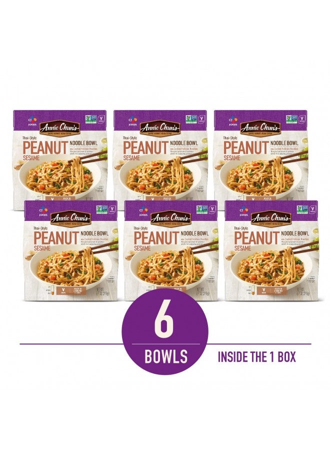 Annie Chun'S - Noodle Bowl, Thai-Style Peanut Sesame Flavor, Instant And Microwavable, Non-Gmo, Vegan, Healthy And Delicious, 8.7 Oz (Pack Of 6)