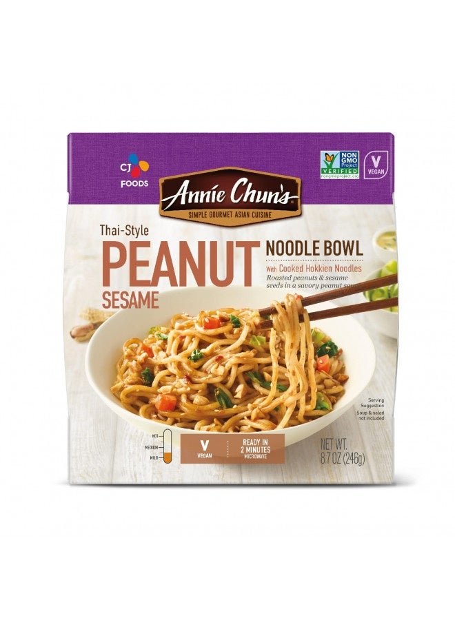 Annie Chun'S - Noodle Bowl, Thai-Style Peanut Sesame Flavor, Instant And Microwavable, Non-Gmo, Vegan, Healthy And Delicious, 8.7 Oz (Pack Of 6)