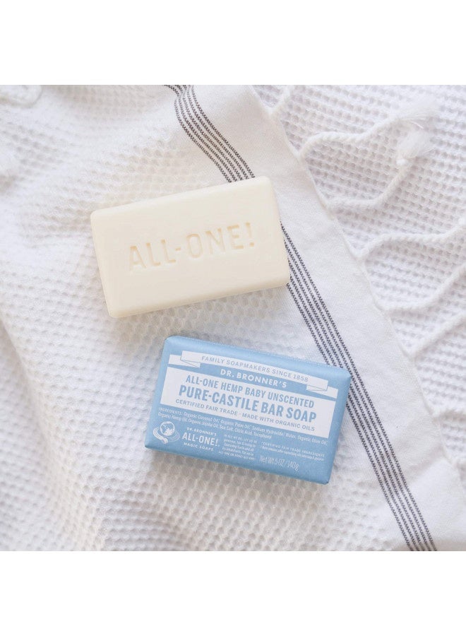 Dr. Bronner’S - Pure-Castile Bar Soap (Baby Unscented, 5 Oz, 6-Pack) -Made With Organic Oils, For Face, Body And Hair, Gentle For Sensitive Skin And Babies, No Added Fragrance,Biodegradable,Vegan,Non