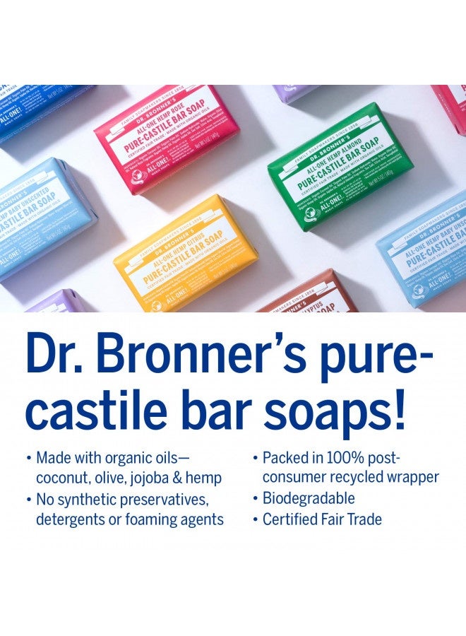 Dr. Bronner’S - Pure-Castile Bar Soap (Baby Unscented, 5 Oz, 6-Pack) -Made With Organic Oils, For Face, Body And Hair, Gentle For Sensitive Skin And Babies, No Added Fragrance,Biodegradable,Vegan,Non