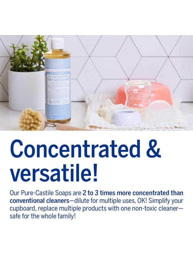 Dr. Bronner’S - Pure-Castile Liquid Soap (Baby Unscented, 16 Ounce, 2-Pack) - Made With Organic Oils, 18-In-1 Uses: Face, Hair, Laundry And Dishes, For Sensitive Skin And Babies, No Added Fragrance