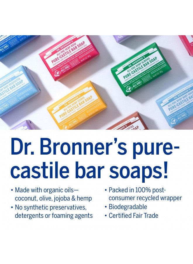 Dr. Bronner’S - Pure-Castile Bar Soap (Baby Unscented, 5 Ounce, 3-Pack) - Made With Organic Oils, For Face, Body, Hair, Gentle For Sensitive Skin, Babies, No Added Fragrance, Biodegradable, Vegan