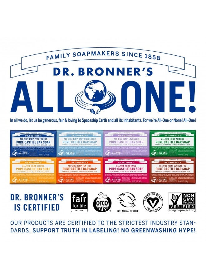 Dr. Bronner’S - Pure-Castile Bar Soap (Baby Unscented, 5 Ounce, 3-Pack) - Made With Organic Oils, For Face, Body, Hair, Gentle For Sensitive Skin, Babies, No Added Fragrance, Biodegradable, Vegan