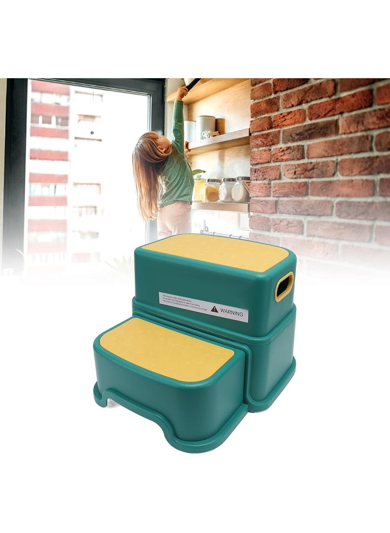 Toddler Step Stool for Bathroom Sink 2 Step Stool for Kids Toilet Potty Training Non-Slip Kid Plastic Stools with Handle