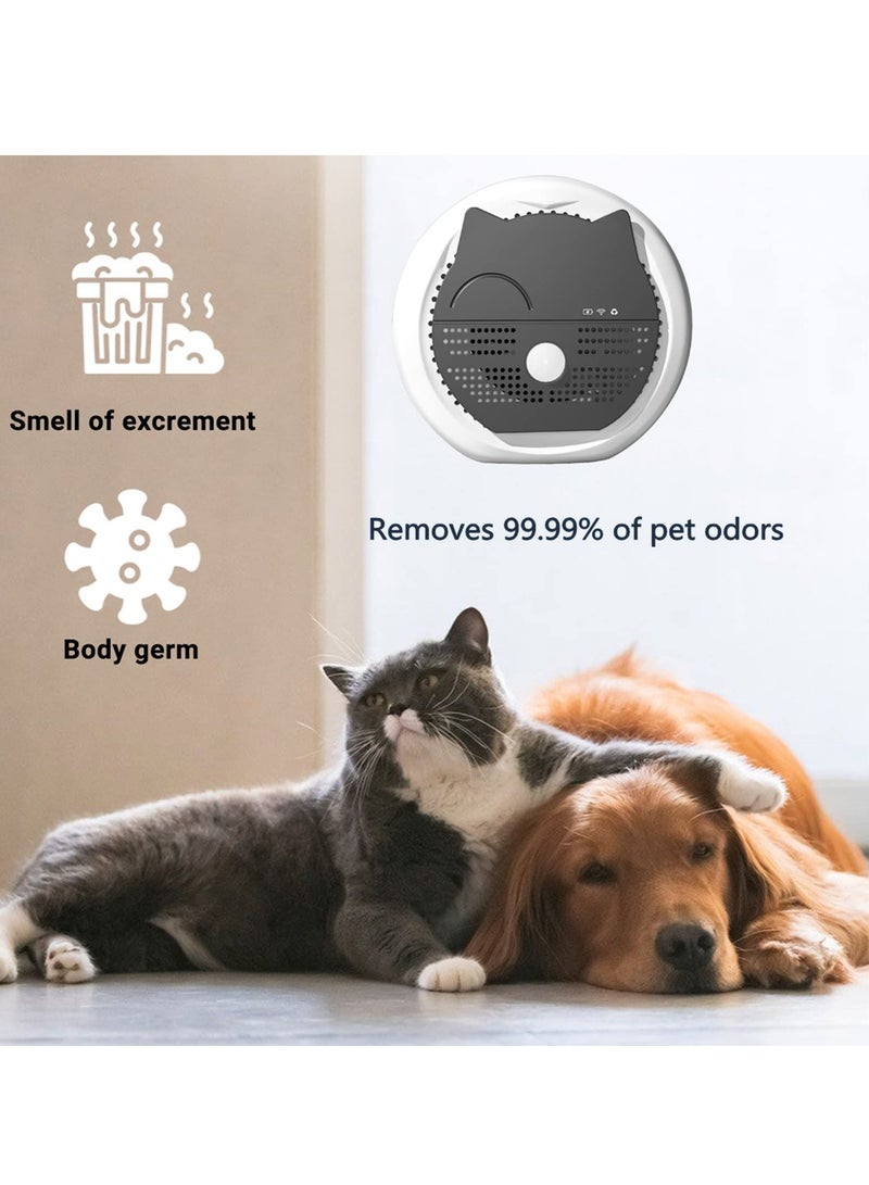 Smart Pet Smell Deodorizer, Litter Box Odor Eliminator, Auto On/Off, Rechargeable Dust-Free Litter Genie for Cat Litter Box, Bathroom Wardrobe and Small Area