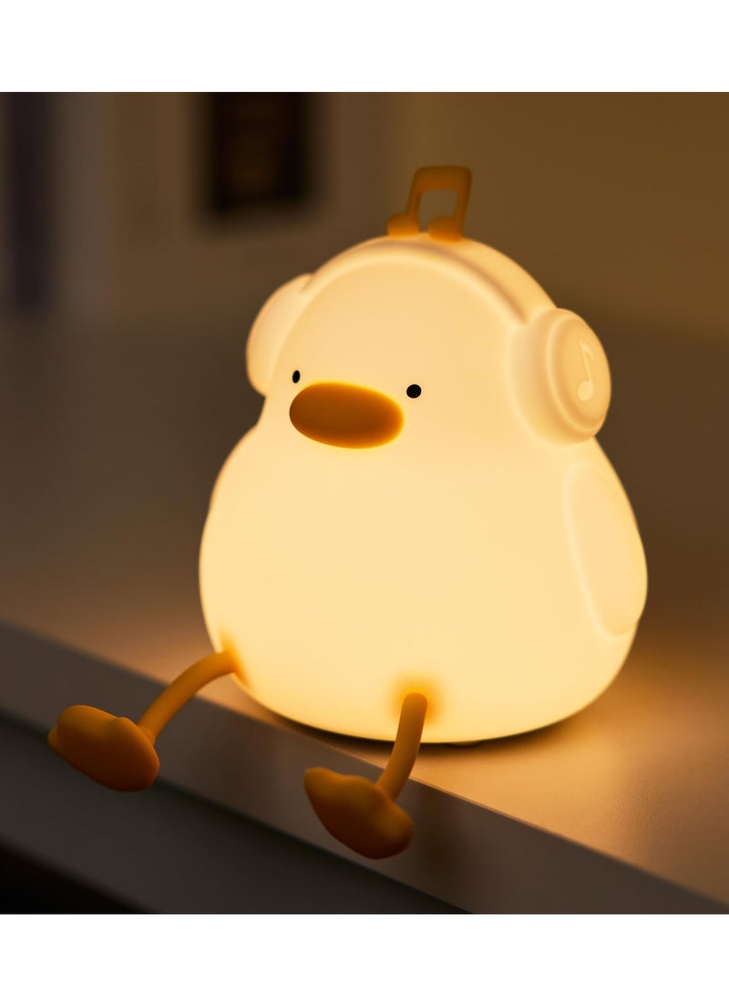 LED Happy Duck Night Light for Kids 3 Level Dimmable Nursery Nightlight Kawaii Silicone Squishy Light Up Duck Nursery Lamp Bedside Touch Lamp Creative Gifts for Boys Girls Room Decor