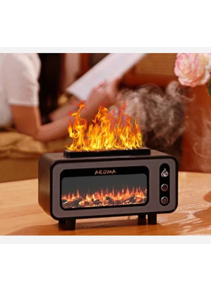 200ML 3D Simulated Fireplace Diffuser 7 Colors LED Aroma Diffuser Ultrasonic Aroma Essential Oil Fire Flame Air Humidifier For Home Office Use Multicolor