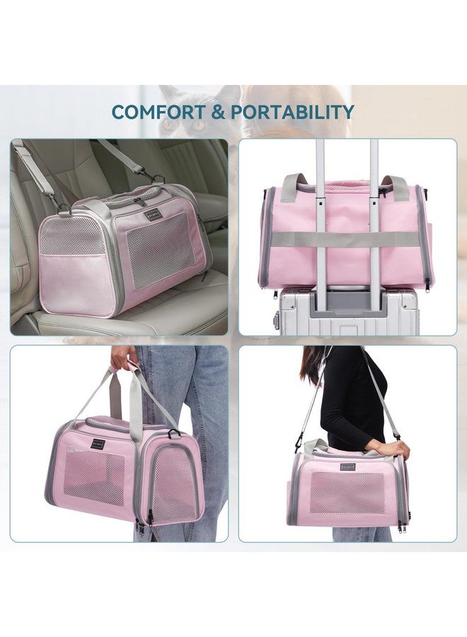 Cat Carrier, Pet Carrier Airline Approved, Cat Travel Carrier For Small And Medium Cats Under 12 Lbs, Soft Sided Kitten Carrier With Cozy Extendable Mat, Cat Carrier Bag, Pink