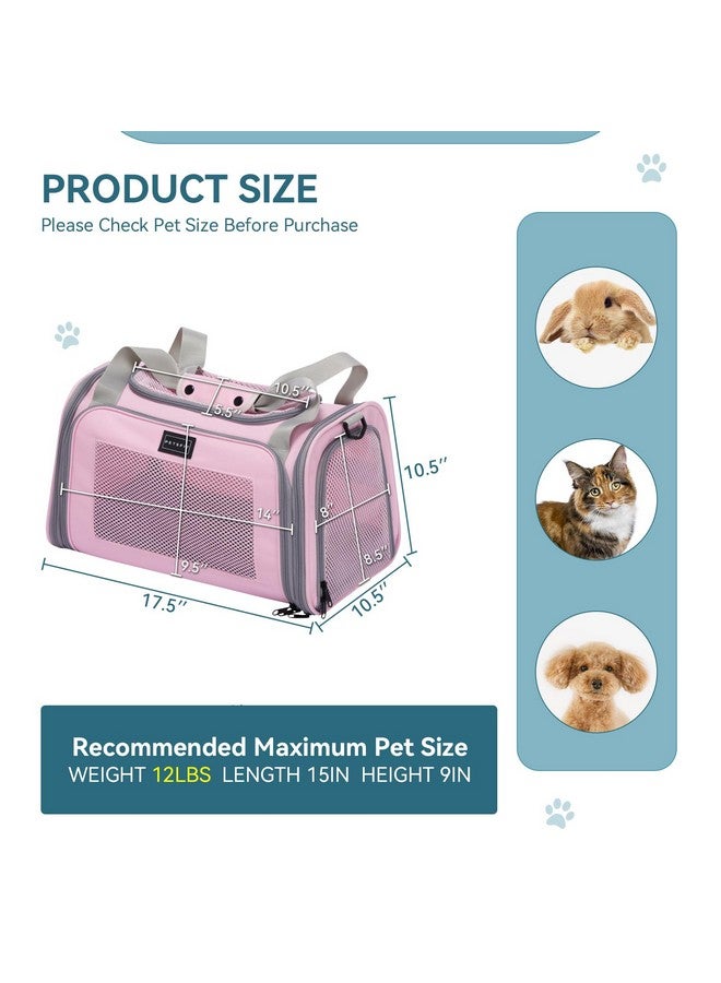 Cat Carrier, Pet Carrier Airline Approved, Cat Travel Carrier For Small And Medium Cats Under 12 Lbs, Soft Sided Kitten Carrier With Cozy Extendable Mat, Cat Carrier Bag, Pink