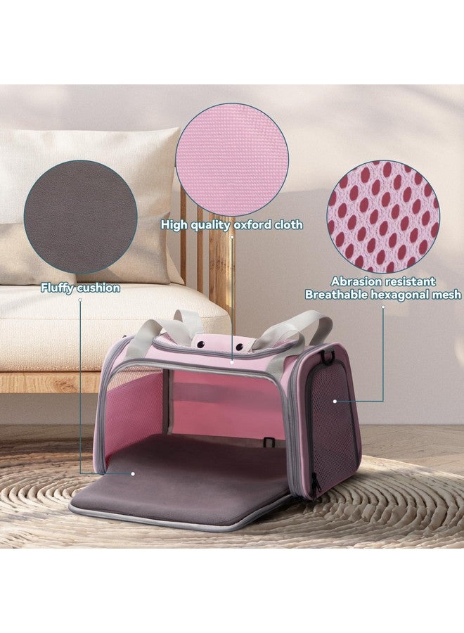 Cat Carrier, Pet Carrier Airline Approved, Cat Travel Carrier For Small And Medium Cats Under 12 Lbs, Soft Sided Kitten Carrier With Cozy Extendable Mat, Cat Carrier Bag, Pink