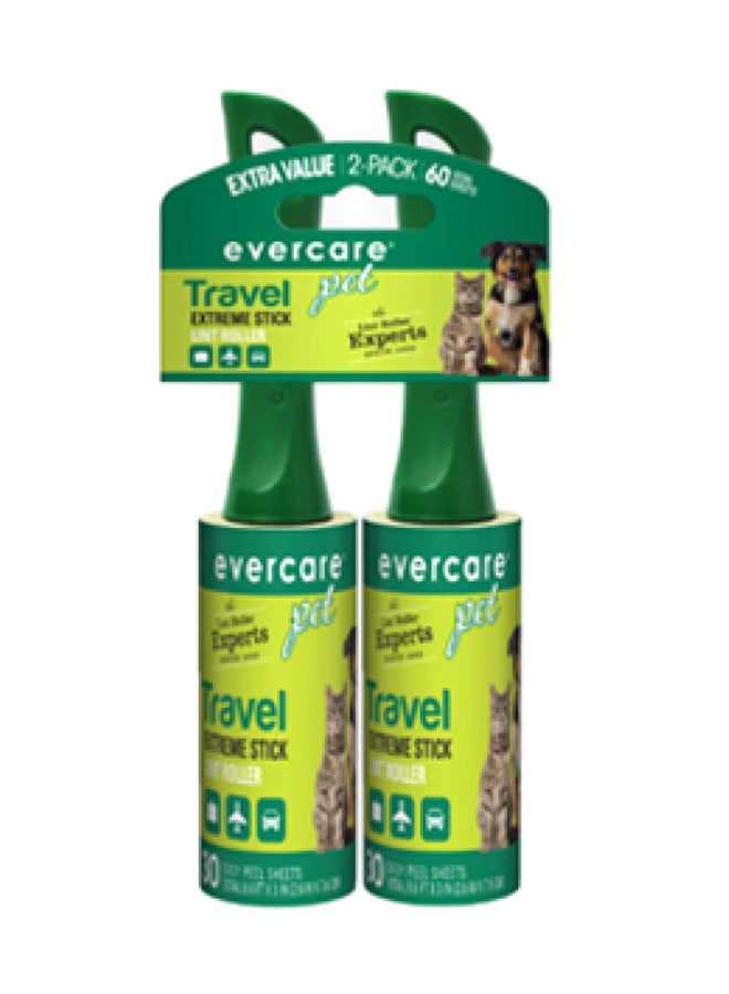 60-Layers Pet Hair Removable Roller, Pack Of 2 Green