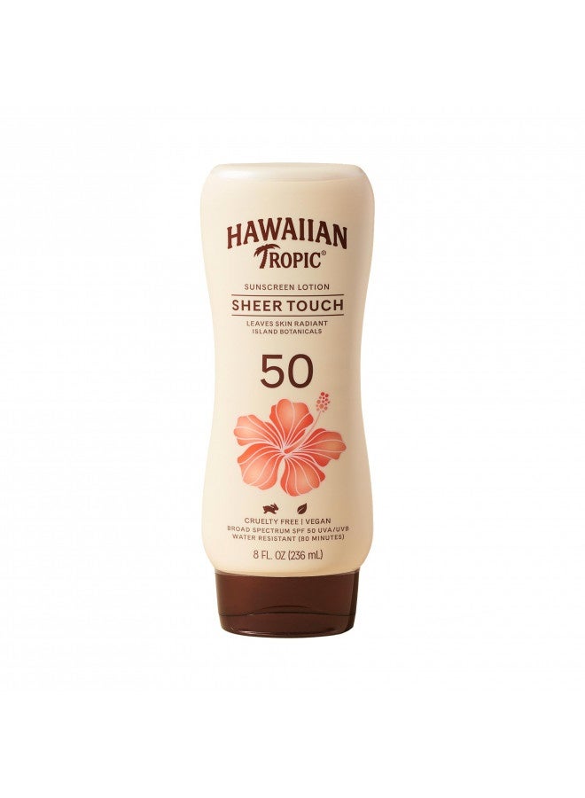 Hawaiian Tropic Sheer Touch Lotion Sunscreen Spf 50, 8Oz | Hawaiian Tropic Sunscreen Spf 50, Sunblock, Broad Spectrum Sunscreen, Oxybenzone Free Sunscreen, Body Sunscreen Spf 50, 8Oz