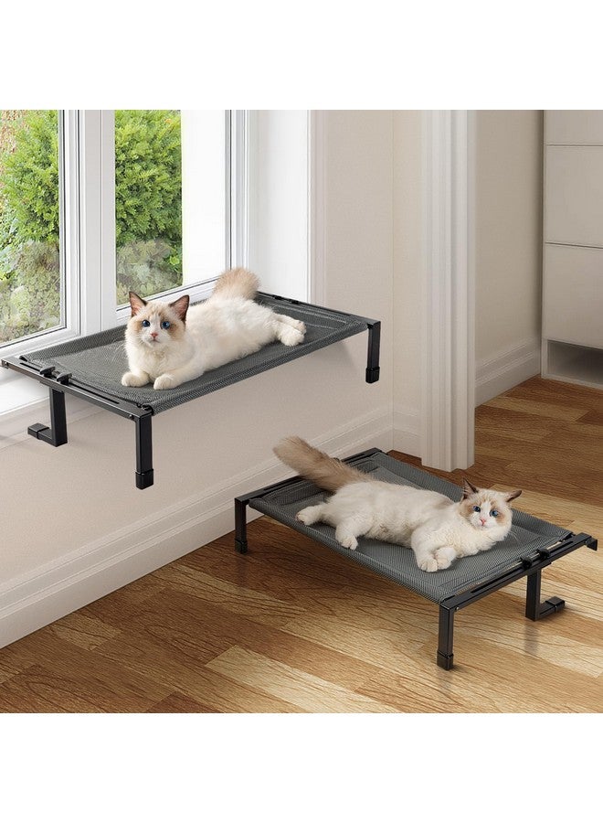 Cat Window Perch Cat Hammock For Large Cats FreeStanding Cat Sleeping Bed Sturdy Adjustable Easy Assemble Metal Cat Shelves For Windowsill, Floor, Bedside, Cabinet Holds Up To 45 Lbs