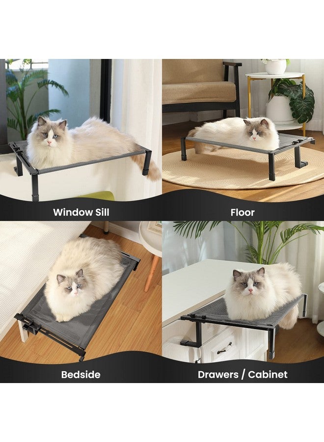 Cat Window Perch Cat Hammock For Large Cats FreeStanding Cat Sleeping Bed Sturdy Adjustable Easy Assemble Metal Cat Shelves For Windowsill, Floor, Bedside, Cabinet Holds Up To 45 Lbs