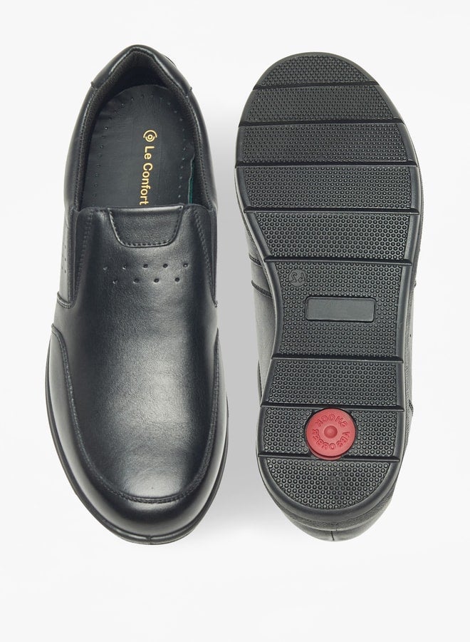 Solid Slip-On Loafers with Perforated Detail