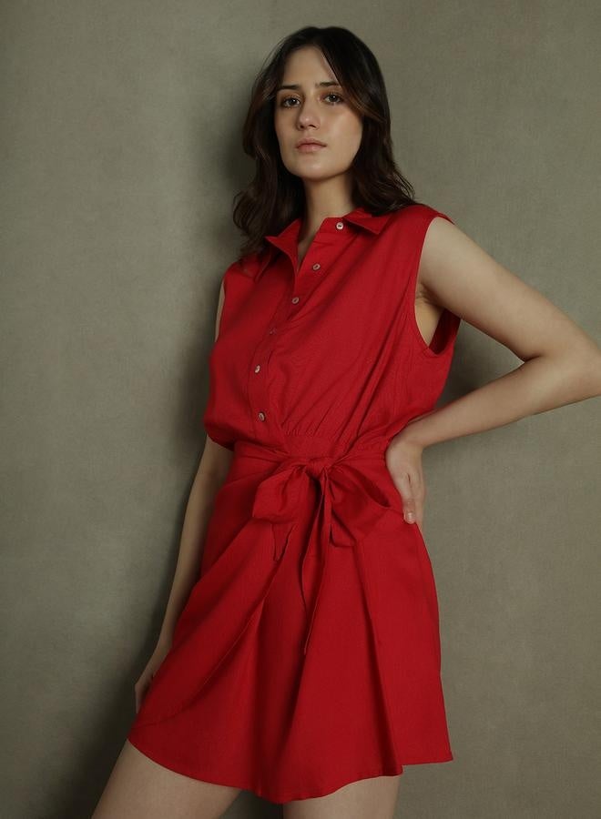 Belted Sleeveless Dress