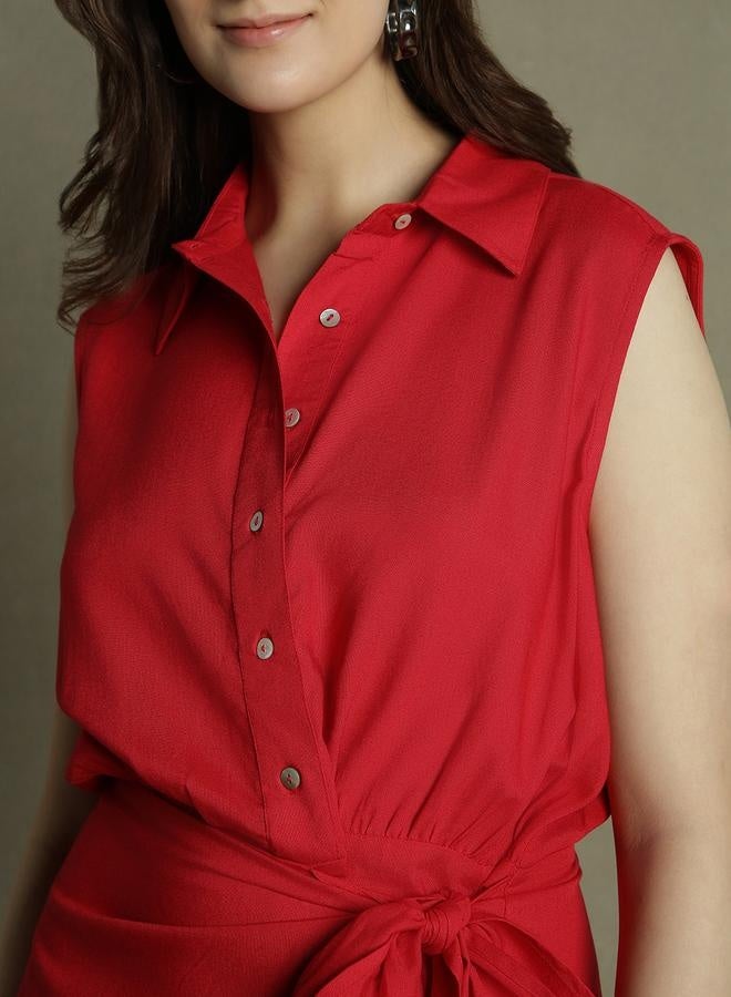 Belted Sleeveless Dress