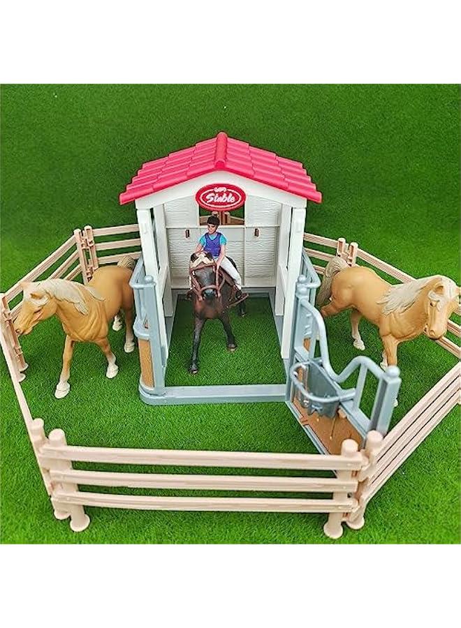 40PCS Plastic Horse Fence Toys Farm Barn Corral Fencing Accessories Playset for Paddock Horse Stable Horse Figures, Horse Toys Panel Accessories Gift for Toddlers Kids