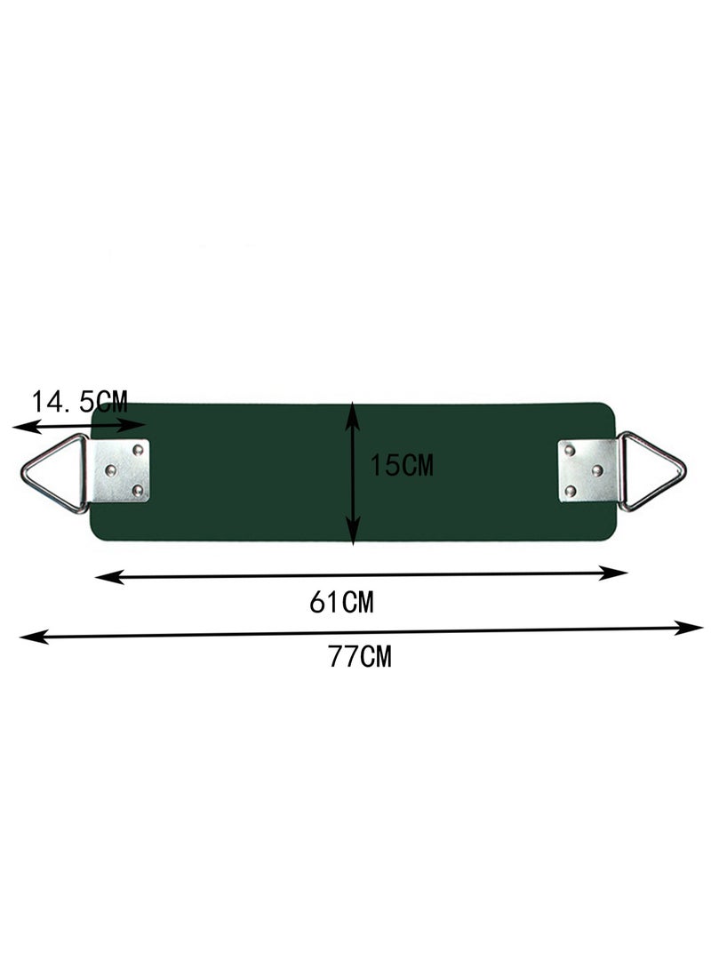 Dark Green Swing Seat, 77x15cm Yard Equipment, Metal Triangle Ring For Kids And Adults (Weight Limit 113kg/250lbs)