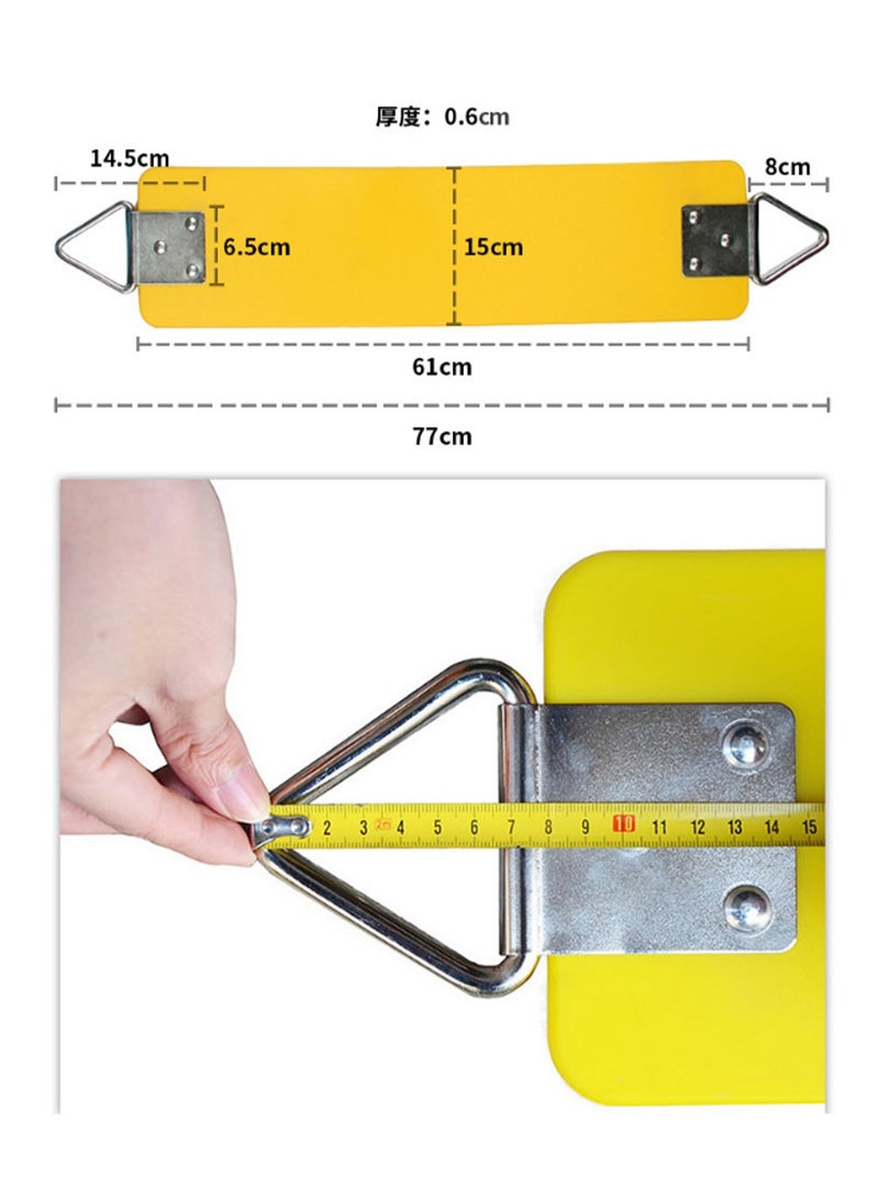 Yellow Swing Seat, 77x15cm Yard Equipment, Metal Triangle Ring For Kids And Adults (Weight Limit 113kg/250lbs)