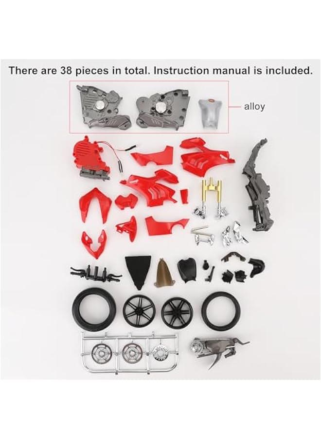 1:12 Ducati Take Apart Motorcycle Toy for Kids Boy Girl and Adult, Assembly Toy Model Car, Building Motorbike Toy Developmental Kids Toy Car, Gift Red.