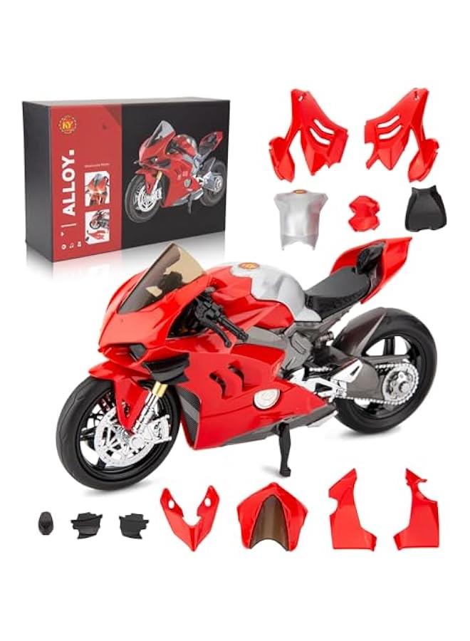 1:12 Ducati Take Apart Motorcycle Toy for Kids Boy Girl and Adult, Assembly Toy Model Car, Building Motorbike Toy Developmental Kids Toy Car, Gift Red.