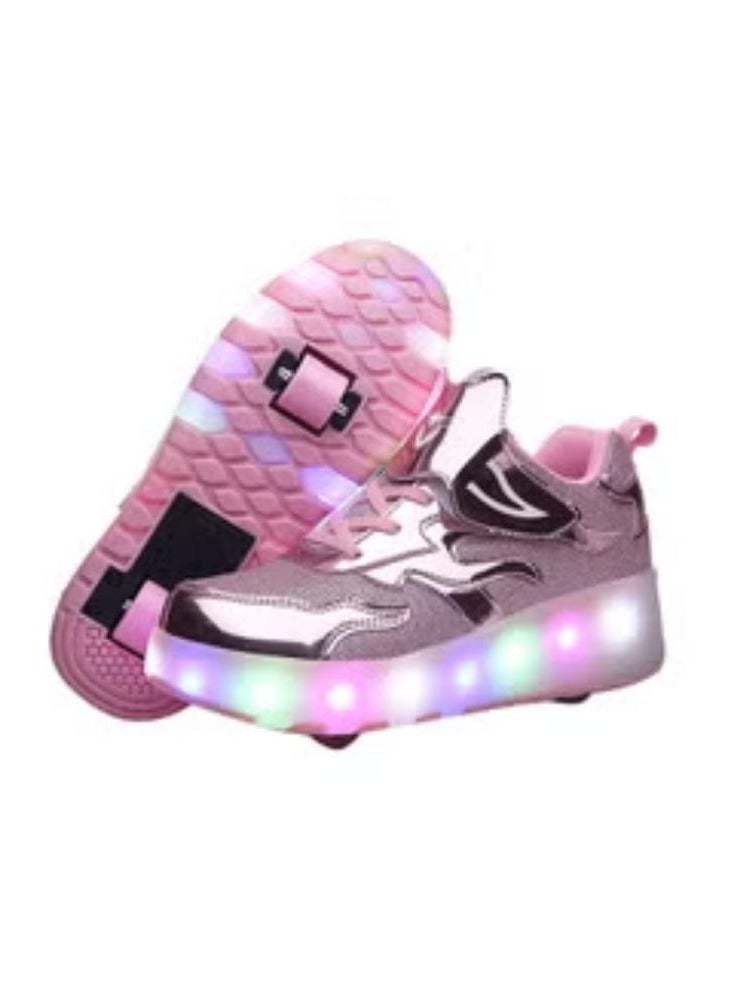 LED Flash Light Fashion Shiny Sneaker Skate Shoes With Wheels And Lightning Sole