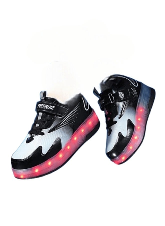 Kids LED Roller Skate Shoes Double Wheels Flashing USB Charging Sneakers for Boys & Girls Ideal for Gymnastics, Skateboarding & Birthday Gifts