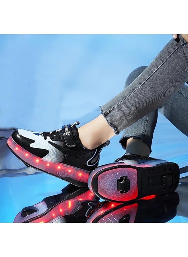 Kids LED Roller Skate Shoes Double Wheels Flashing USB Charging Sneakers for Boys & Girls Ideal for Gymnastics, Skateboarding & Birthday Gifts