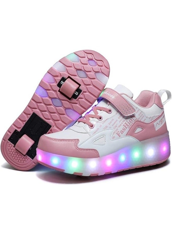 Kids Roller Skate Shoes Double Wheels Flashing Charging Sneakers for Boys & Girls Ideal for Gymnastics, Skateboarding & Birthday Gifts