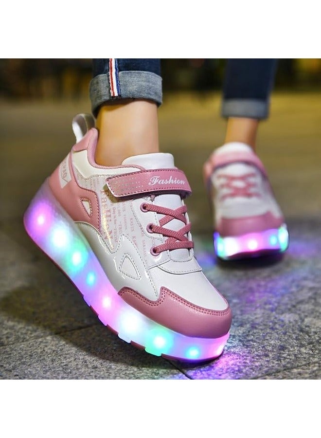 Kids Roller Skate Shoes Double Wheels Flashing Charging Sneakers for Boys & Girls Ideal for Gymnastics, Skateboarding & Birthday Gifts