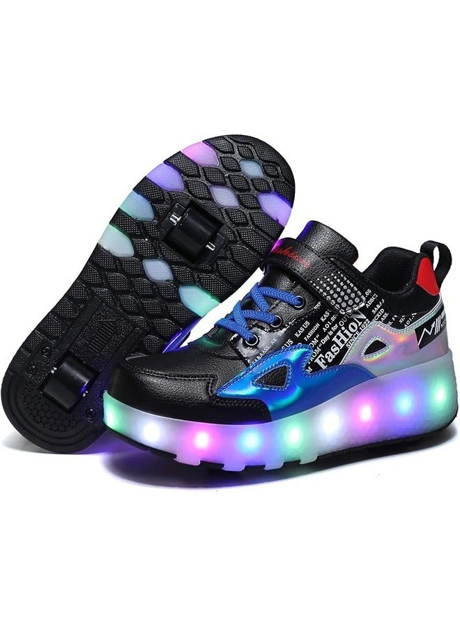 Kids Roller Skate Shoes Double Wheels Flashing Charging Sneakers for Boys & Girls Ideal for Gymnastics, Skateboarding & Birthday Gifts