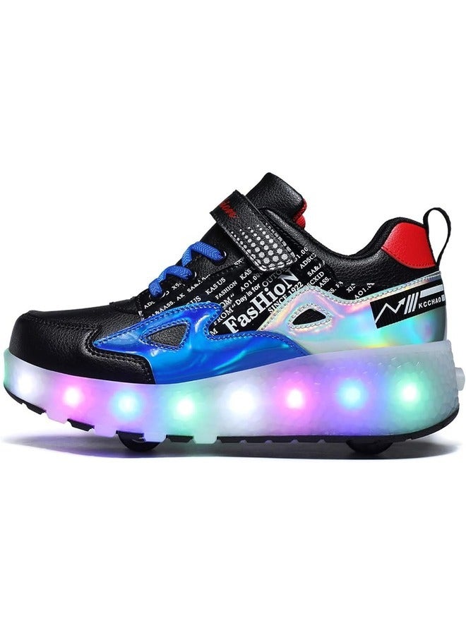 Kids Roller Skate Shoes Double Wheels Flashing Charging Sneakers for Boys & Girls Ideal for Gymnastics, Skateboarding & Birthday Gifts