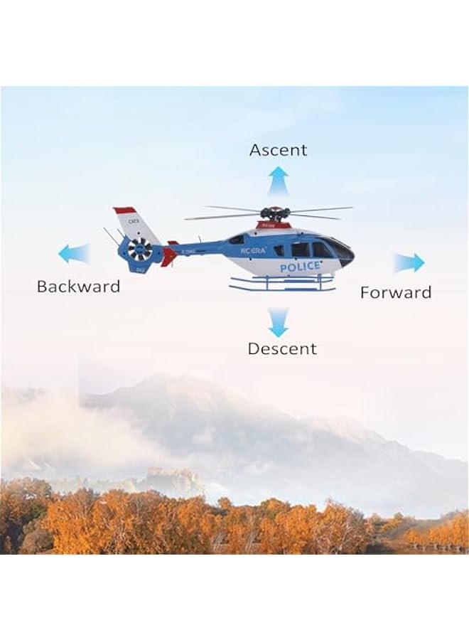 C123 RC Helicopter, 6CH Remote Control Helicopter, 1:36 2.4GHz EC135 RC Aircraft with 6-Axis Gyro, 3D Flip, Inverted Flight, Altitude Hold, One Key Take Off/Landing, 2 Battery for Adults (Blue)