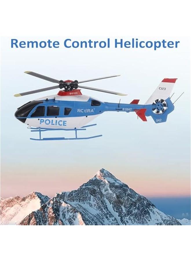 C123 RC Helicopter, 6CH Remote Control Helicopter, 1:36 2.4GHz EC135 RC Aircraft with 6-Axis Gyro, 3D Flip, Inverted Flight, Altitude Hold, One Key Take Off/Landing, 2 Battery for Adults (Blue)