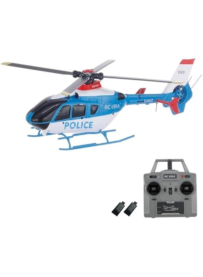 C123 RC Helicopter, 6CH Remote Control Helicopter, 1:36 2.4GHz EC135 RC Aircraft with 6-Axis Gyro, 3D Flip, Inverted Flight, Altitude Hold, One Key Take Off/Landing, 2 Battery for Adults (Blue)