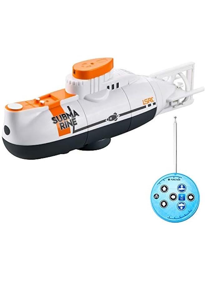 Mini RC Submarine for Kids, LSRC-SMI Remote Control Boat Waterproof Diving Toy for Boys and Girls (White)