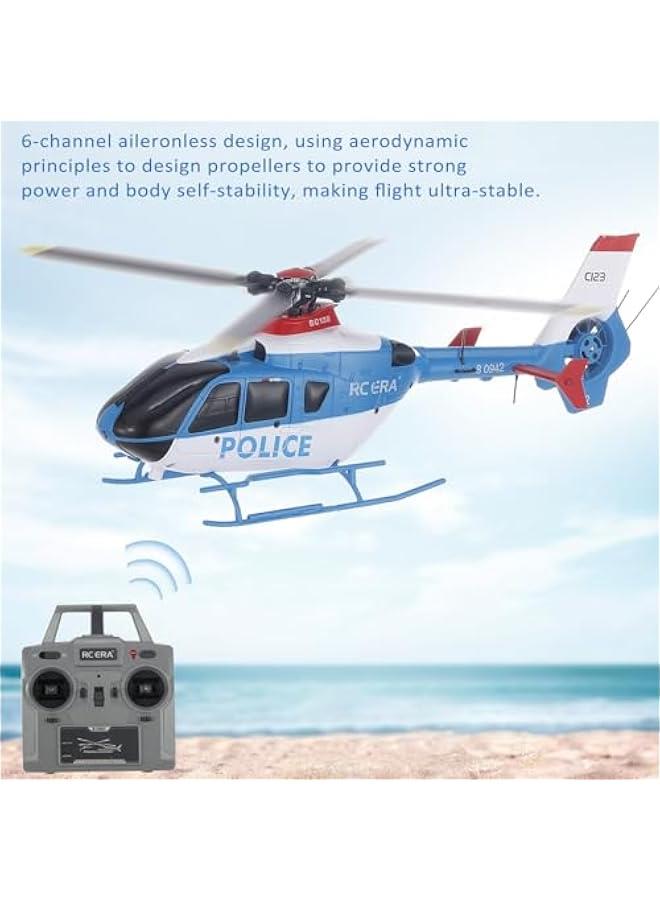 C123 RC Helicopter, 6CH Remote Control Helicopter, 1:36 2.4GHz EC135 RC Aircraft with 6-Axis Gyro, 3D Flip, Inverted Flight, Altitude Hold, One Key Take Off/Landing, 2 Battery for Adults (Blue)