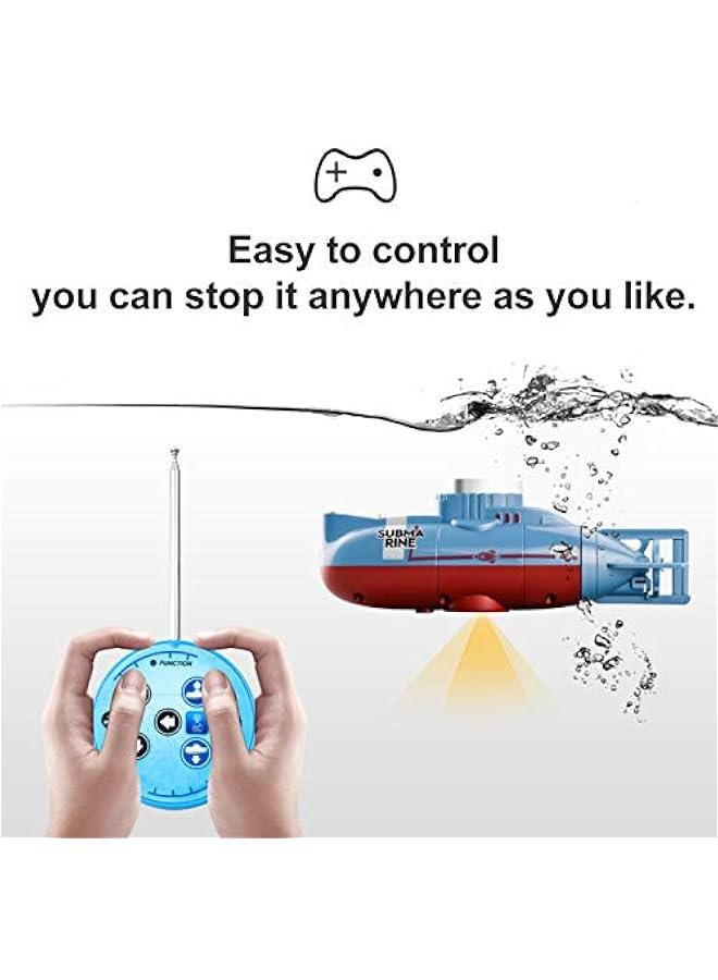 Mini RC Submarine for Kids, LSRC-SMI Remote Control Boat Waterproof Diving Toy for Boys and Girls (Blue)