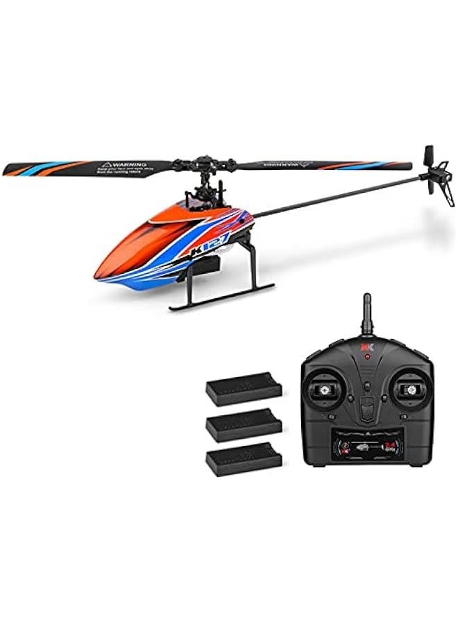 RC Helicopter, WLtoys XK K127 Remote Control Helicopter, 4 Channel RC Aircraft with 6-Axis Gyro, Altitude Hold, One Key Take Off/Landing, Easy to Fly for Kids and Beginners, Include 3 Batteries