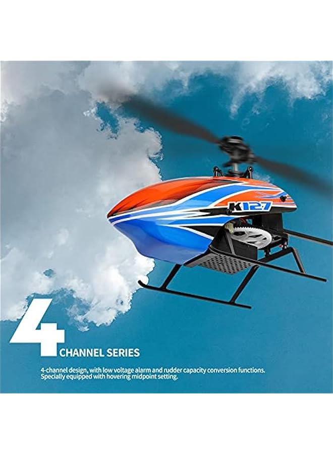 RC Helicopter, WLtoys XK K127 Remote Control Helicopter, 4 Channel RC Aircraft with 6-Axis Gyro, Altitude Hold, One Key Take Off/Landing, Easy to Fly for Kids and Beginners, Include 3 Batteries