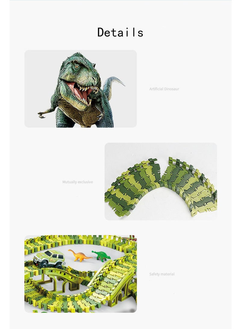 320-Piece Dinosaur-Themed Toy Racetrack, Flexible Track Set With Race Cars For Ages 12 And Up