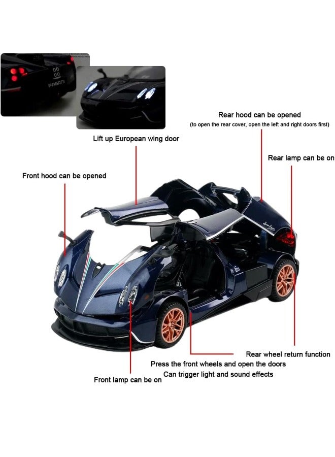 1:32 Pagani Huayra Dinastia Car Model Toy, Diecast Zinc Alloy Pull Back Collectible Toy Car, Sound and Light Pull Back Model Car for Kids Boy Girl Gift