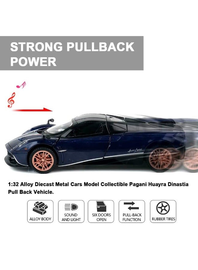 1:32 Pagani Huayra Dinastia Car Model Toy, Diecast Zinc Alloy Pull Back Collectible Toy Car, Sound and Light Pull Back Model Car for Kids Boy Girl Gift