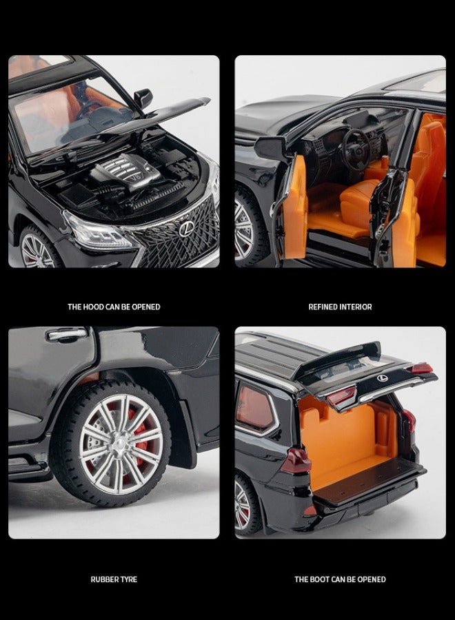 1:32 Alloy Collectible LEXUS LX570 Car Model Toy, Diecast Zinc Alloy LX570 Pull Back Collectible Toy Car,  Sound and Light Pull Back Model Car for Kids Boy Girl Gift 15.5cm*5.5cm*7cm