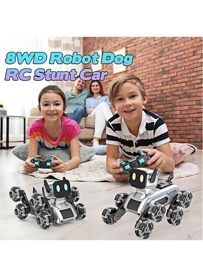 Remote Control Robot Dog Toy for Kids - 2.4GHz 8WD Gesture Sensing RC Dog with Music & Light, Interactive Dual Control Modes, Intelligent Programming, and All-Terrain Capabilities