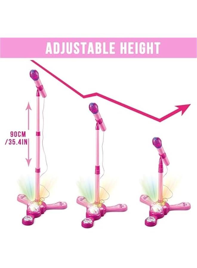 Kids Karaoke Machine with Stand,Karaoke Machine Kid,Kids Microphone with Flashing Stage Lights Adjustable Stand Gift for Age 3+ Years Old Children